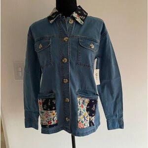 Style & Co Floral Patch Denim Jacket